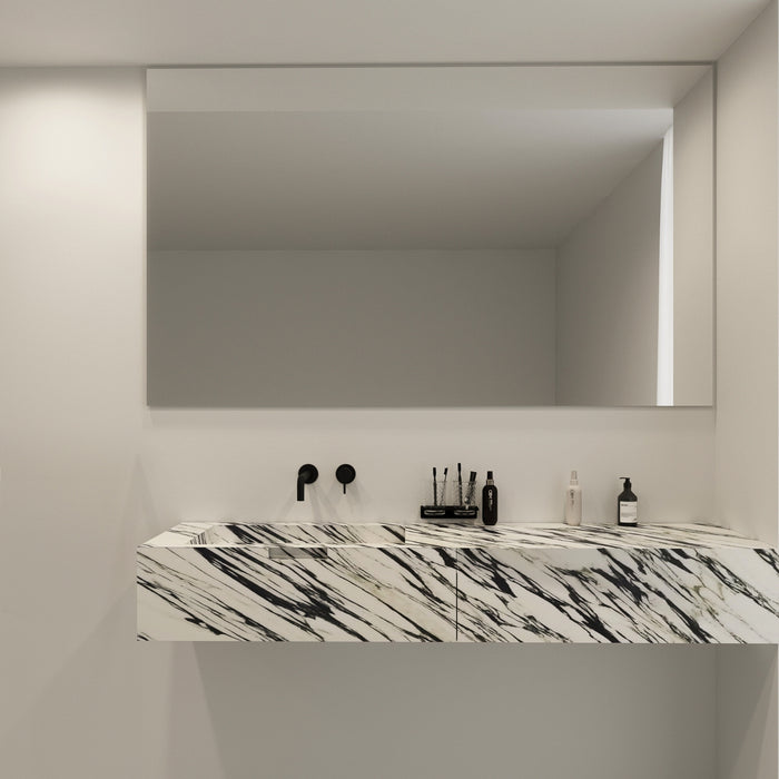 Mueble de baño Loudun con lavabo simple - Mármol Blanco Azul - 170 cm