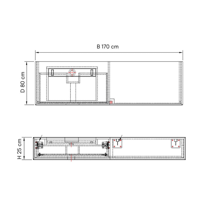 Badkamerkast Loudun met enkele wastafel - Blauw Wit Marmer - 170 cm