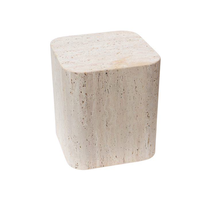 Square coffee table Travertine - Alba - 40 cm - Round edge