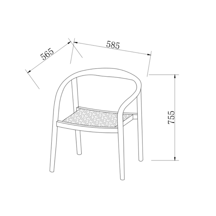 Silla de comedor Burnie - Madera de nogal acacia - asiento de cuerda