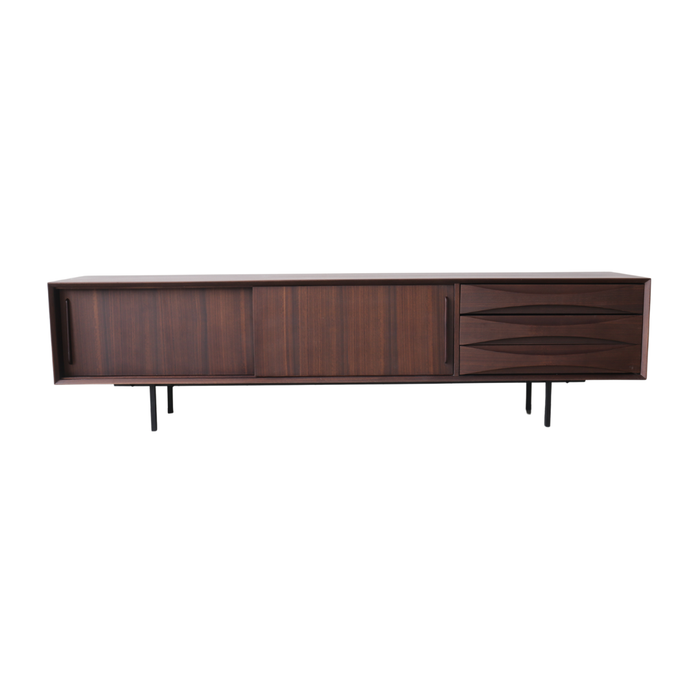 Mueble de televisión vintage con cajón - Oskar - 220 cm - Smoke hout