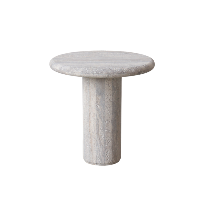 Coffee table Loches D40 H45 - Gray Travertine - Round edge - Half filled