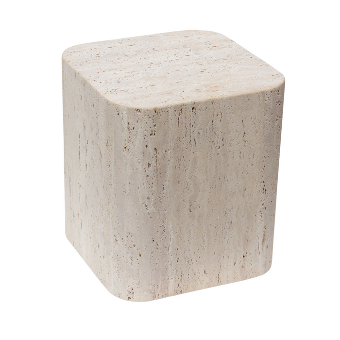 Square coffee table Travertine - Alba - 40 cm - Round edge