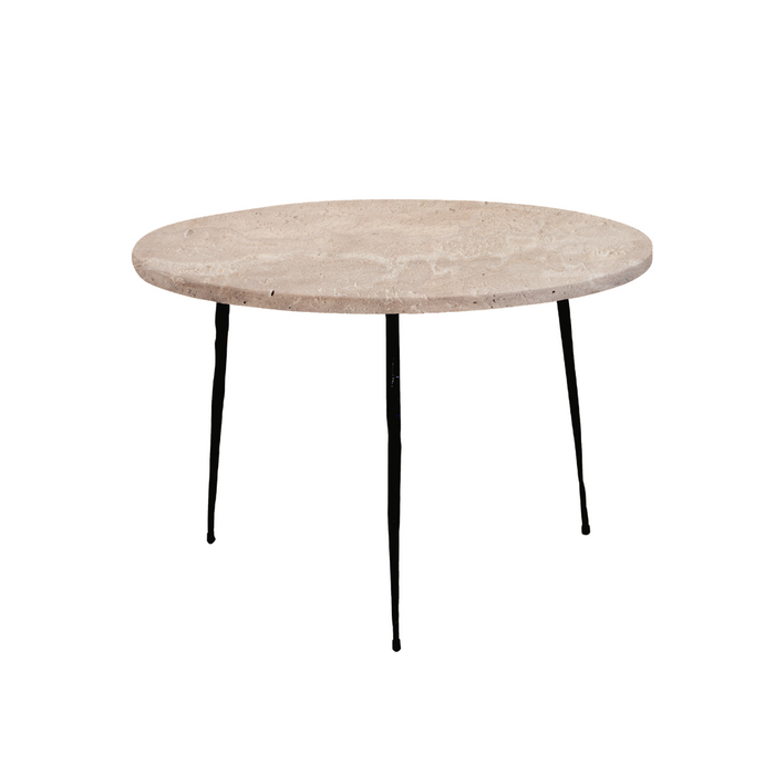 Elegante salontafel - Wit travertin - mat zwarte poten H32