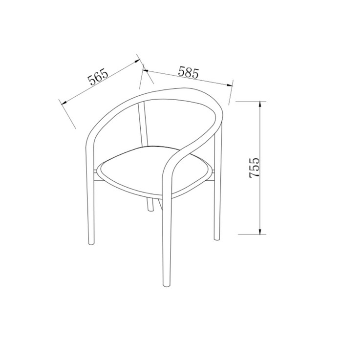 Silla de comedor Ely - Asiento rectangular de tela - Madera ahumada - Asiento tejido