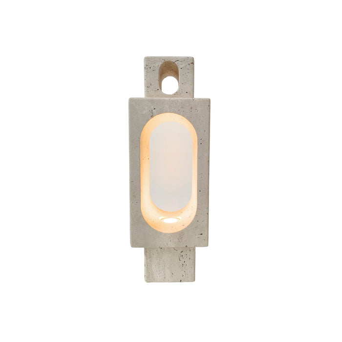 Lampe à poser Livry / H40 cm - Travertin Blanc