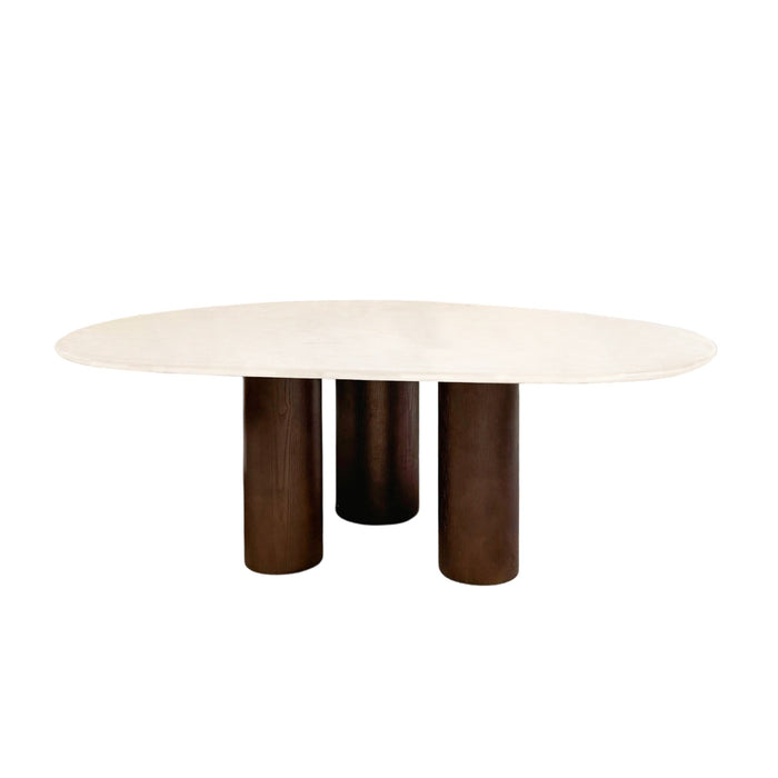 Eettafel Lien - MicroSkin Cloudy Latte top - Houten poten - 200 cm