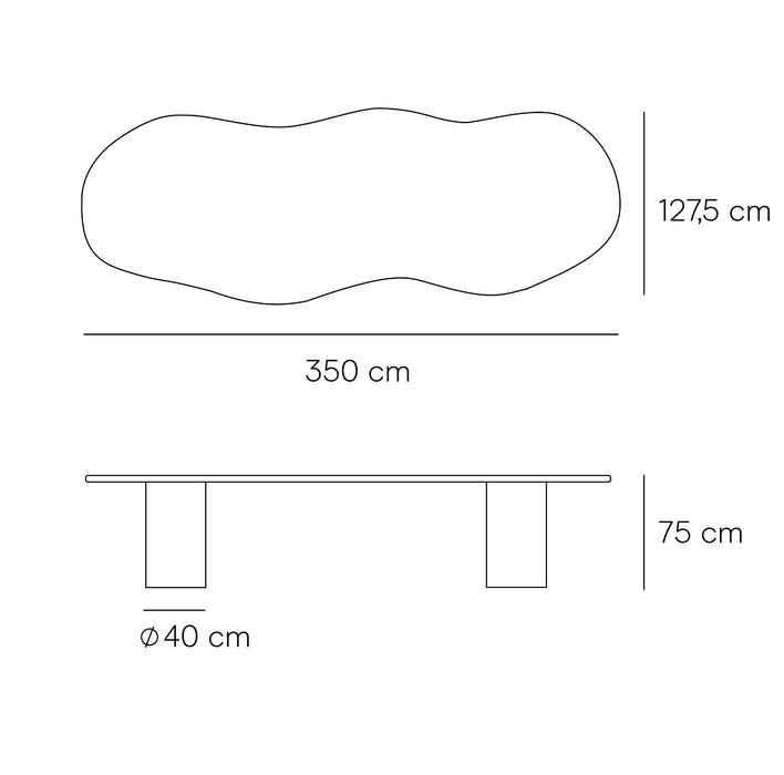 Organische Eettafel - Limoges - Microskin - 350 cm