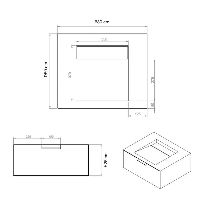 Mueble de baño Loudun - Lavabo simple - Travertino blanco - 80 cm