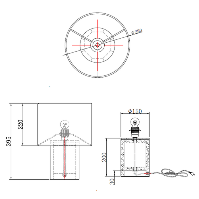 Lampe à poser - Auch - Travertin - Blanc - H39,5 cm