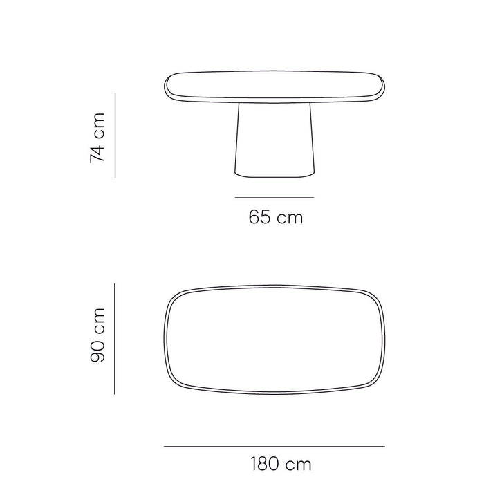 Table à manger rectangulaire 180 cm - Pied ovale - StoneSkin - Lorient - Latte