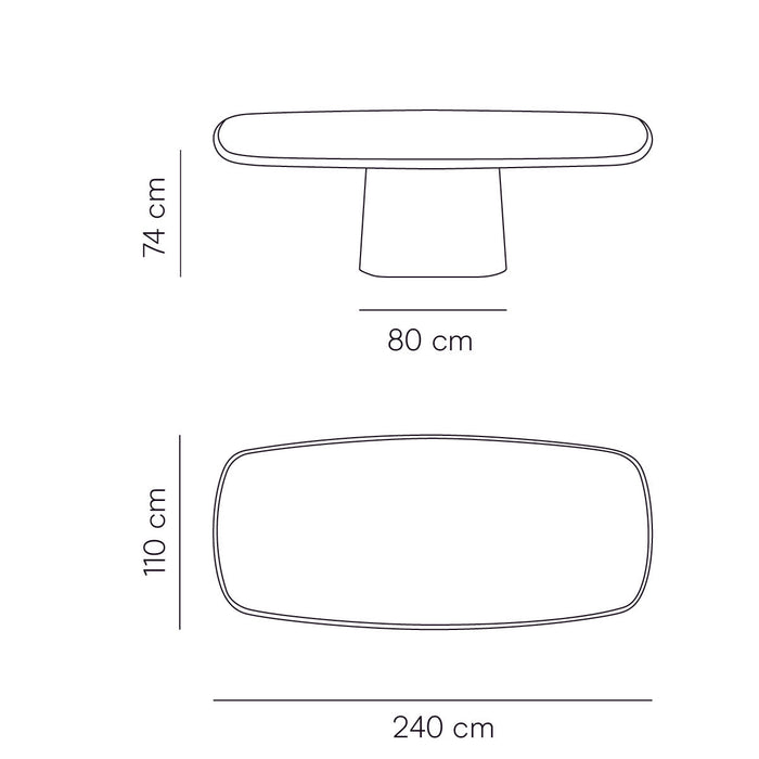 Mesa de comedor rectangular - Pata ovalada - StoneSkin - Lorient - Latte