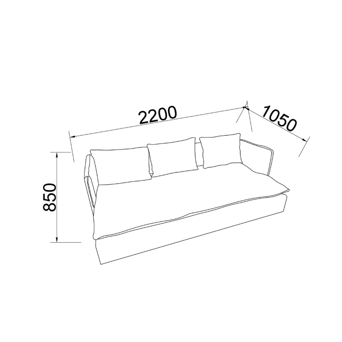 Bartolo - 4-seater sofa in dark green fabric - 220 cm