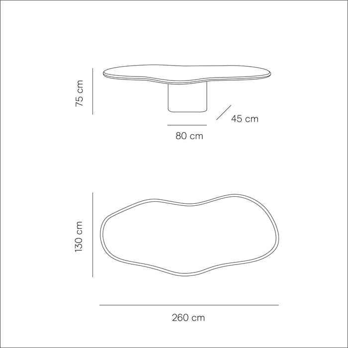 Eettafel Microcement Limoges - 260 cm - Structuur afwerking