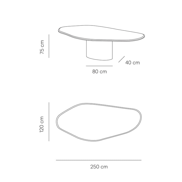 Økologisk spisebord Strasbourg - W250 D120 H75 - Earth MicroSkin - Struktureret finish - Rund kant