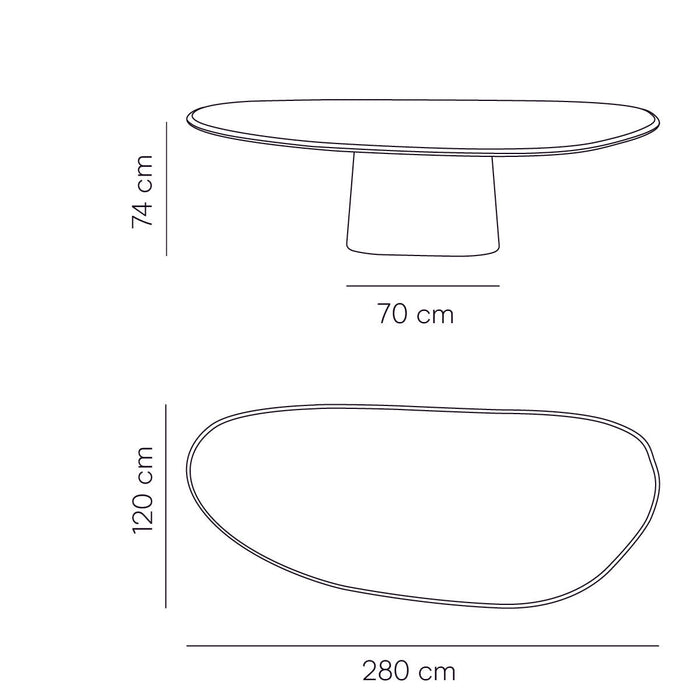 Mesa de comedor forma orgánica - Aspecto Mortex - Anvers