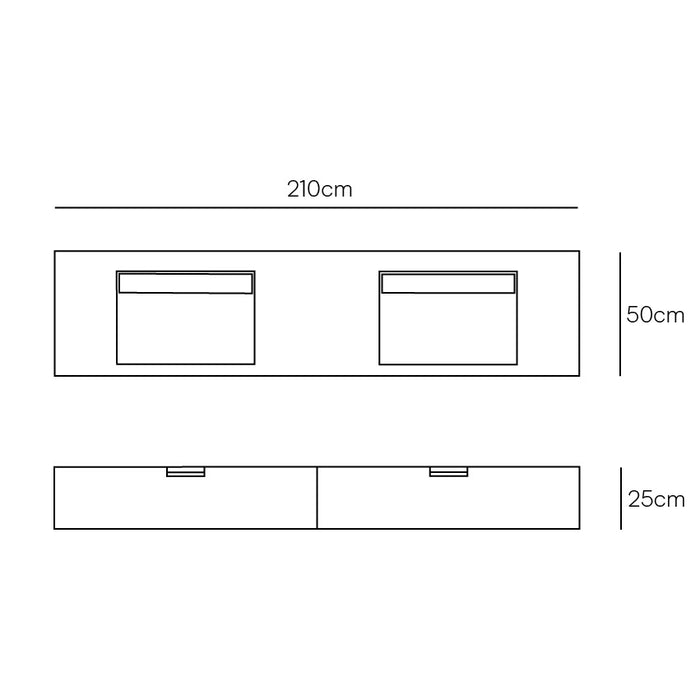 Bathroom cabinet Loudun with double sink - Blue White Marble - 210 cm