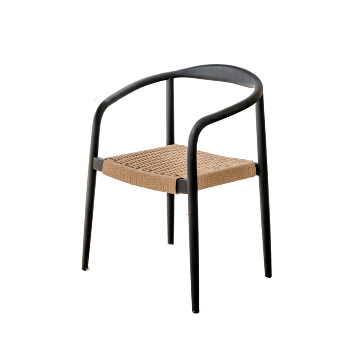 Dining room chair Burnie - Acacia black wood - rope seat