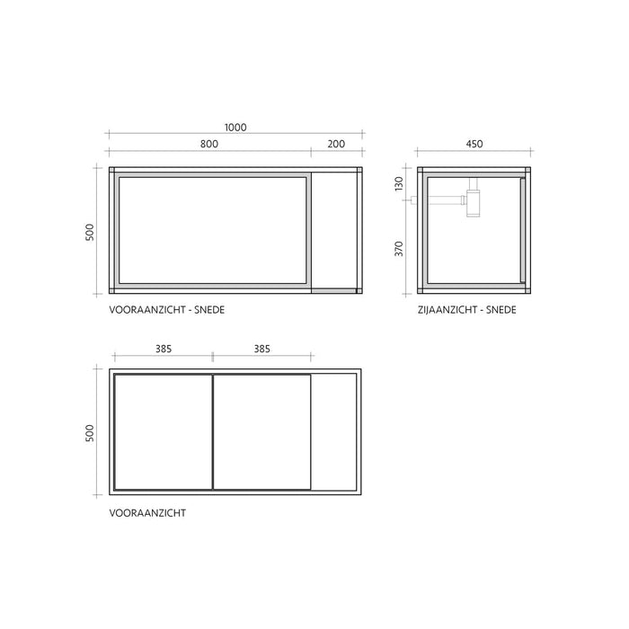 Cadre de salle de bain en métal cebu minimaliste - noir - 100 cm