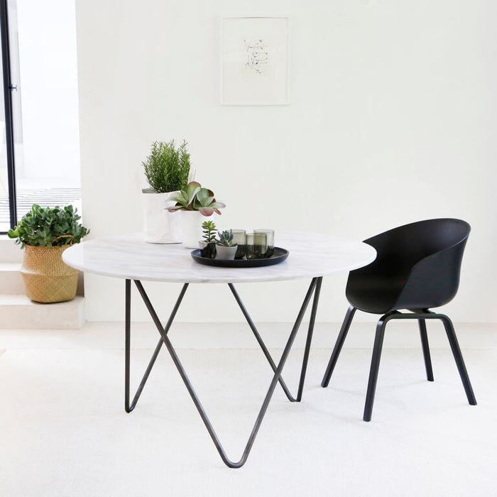 Rundt spisebord med Marmorplade - Harris - Græsk Hvid - Ø125cm