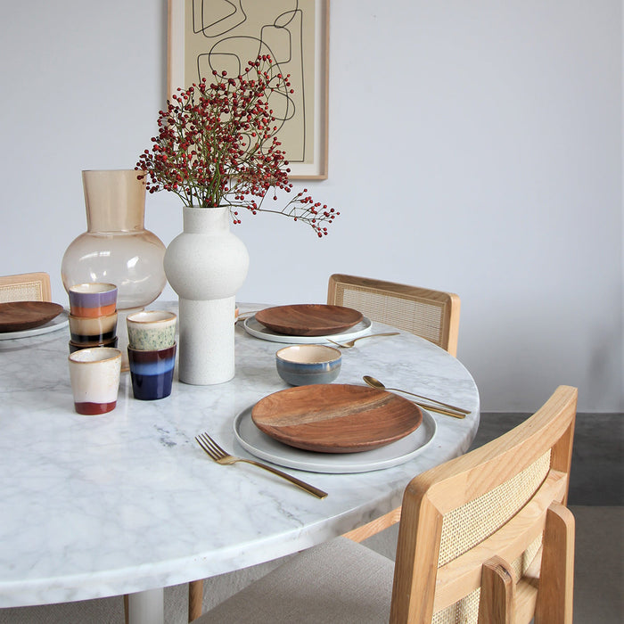 Mesa de comedor redonda con tapa de mármol - Blanco Carrara - Ø125cm